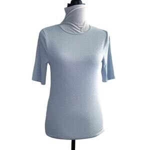 Banana Republic Crewneck Ribbed Elbow Tee Cirrus Blue Size Medium